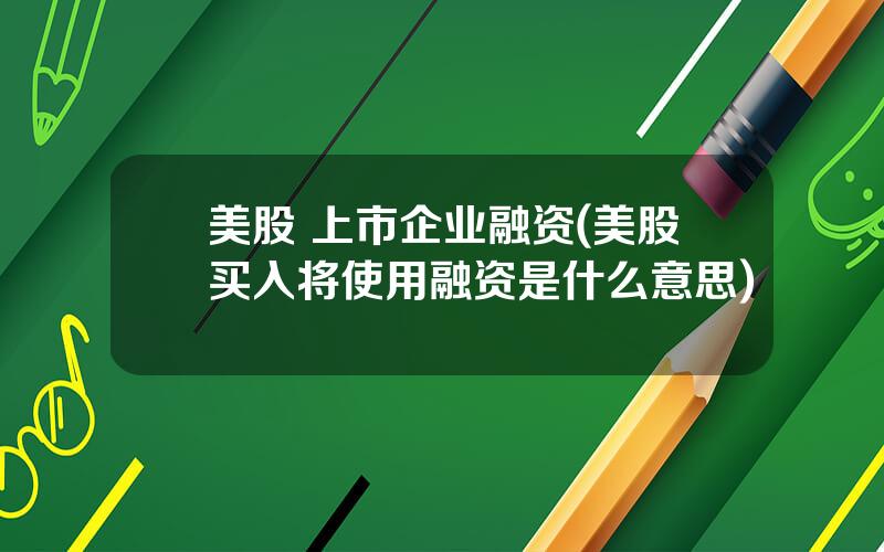 美股 上市企业融资(美股买入将使用融资是什么意思)